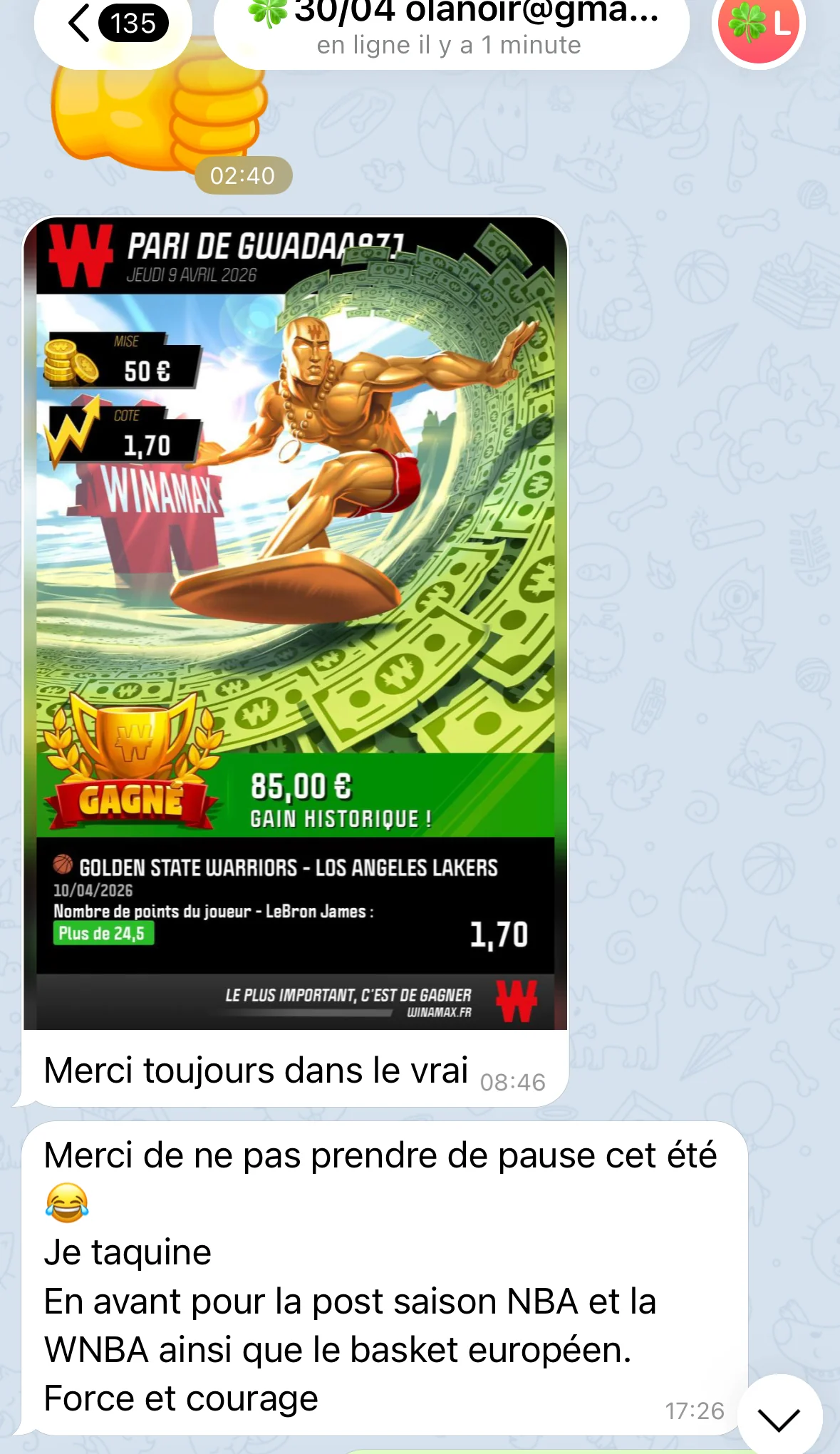 Ticket gagnant